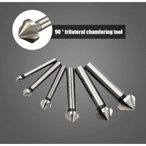 Drill Bits 6pcs 3 Flute 90 Degree HSS Chamfer Chamfering Cutter End Mill Tool Countersink Drill Bit Set 6.3-20.5MM