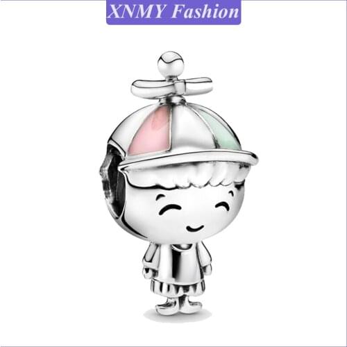 XNMY High Quality Silver Color Cute Little Boy & Girl Charm Fit Original Pandora Bracelet Fashion DIY Jewelry for Women