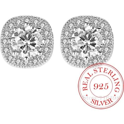 Female Crystal Zircon Stone Earrings 2020 Fashion 925 Sterling Silver Filled Jewelry Vintage Stud Earrings For Women eh1187