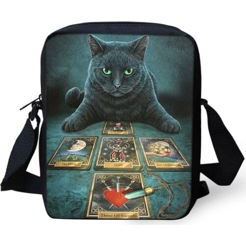 ELVISWORDS Travel Messenger Bags For Women Girls Gothic Moon Phase Witchcraft Cat Crossbody Bag Pouch Coin Phone Shoulder Bags