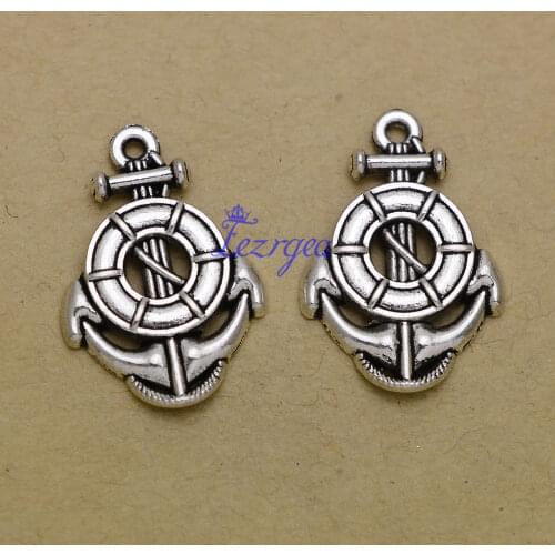 15pcs/lot--26x17mm, Antique silver plated life ring and anchor charms,DIY supplies,Jewelry accessories