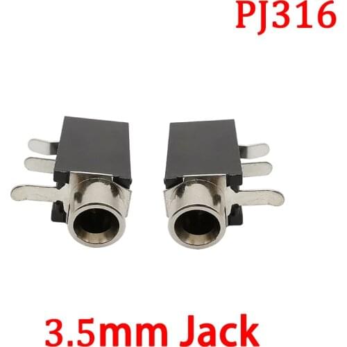 2/5/10Pcs PJ316 PCB Mount 3.5mm Headphone Jack Audio Connector Black PJ-316 3.5mm Female 3Pin Socket Jack Audio Video Terminals