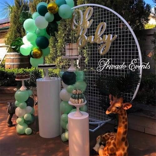 2M Wedding Arch Home Party Backdrop Stand Round Grid Iron Arch Mesh Gold White DIY Grid Geometry Shelf