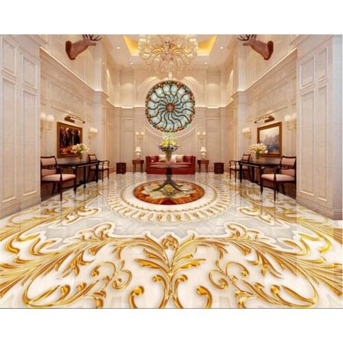Beibehang Floor 3D Wallpaper European Style Living Room Luxurious Gold Rose Marble Abstract Pattern 3d flooring papel pintado