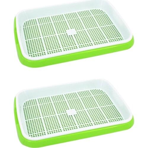 4Pc/Set Plant Flower Germination Tray Box Double-Layer Seed Sprouter Nursery Tray Hydroponics Basket Green
