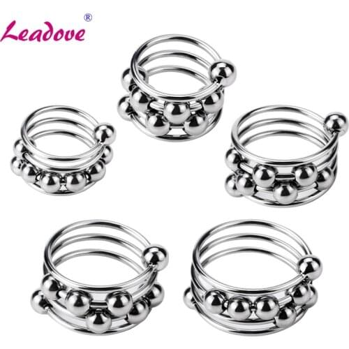 5 Size Stainless Steel Thick Metal Cock Ring Penis Ring with Balls Delayed Ejaculation Casing Lock Delay Rings Sex Toy for Men