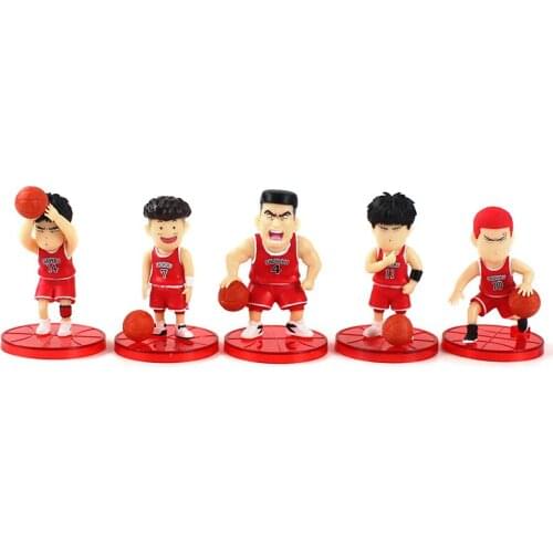 5pcs/set 7-7.5cm Slam Dunk Basketball Player Figure Toys Hanamichi Sakuragi Shohoku Rukawa Takenori Kaede PVC Model Doll