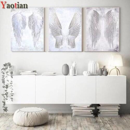 5D DIY Diamond Painting Full Drill Square Angel wings Diamond Embroidery Handicraft Home Decoration Gift Triptych Painting