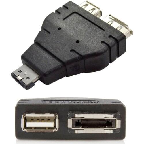Power eSATA to eSATA USB Combo Splitter Converter Adapter Connector Dual Port Computer Office Supplies