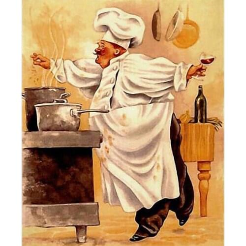 5D DIY diamond painting Cartoon Fat chef cooking Full Drill Embroidery Cross Stitch Mosaic Craft Kits Home Decor Christmas Gift