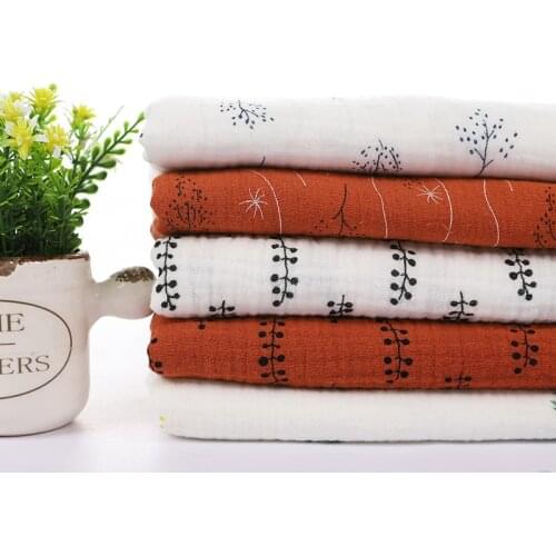 Breathable Double Gauze Cotton Crepe Fabric Print Cotton Crepe Fabric for DIY Sewing Quilting Patchwork Baby Cloth Sleepwear