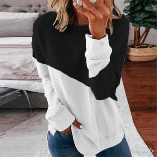 Patchwork T-shirt Women Long Sleeve Tops Tee 2021 Spring Autumn T Shirt Women Clothes Female O-neck Tee harajuku mujer camisetas