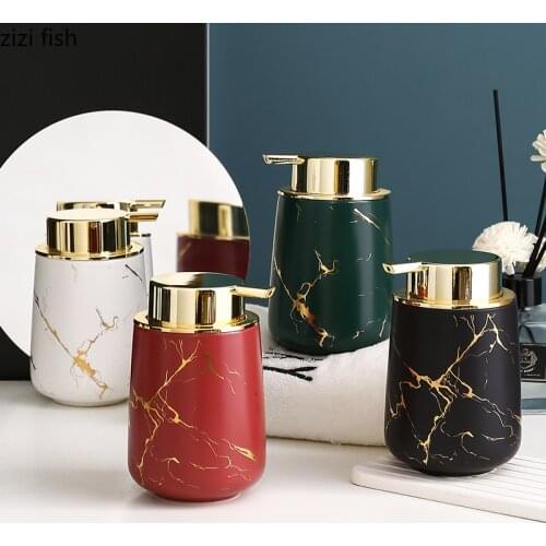 Imitation Marble Golden Ceramic Bathroom Mat Set Bath Soap Dispenser Pump Toothbrush Holder Mouthwash Cup Toothpaste Holder