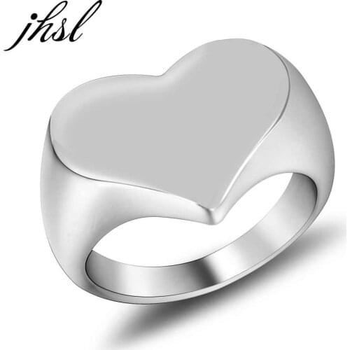 JHSL Men Statement Heart Shape Rings Stainless Steel Fashion Jewelry Party Birthday Gift US Size 6 7 8 9 10