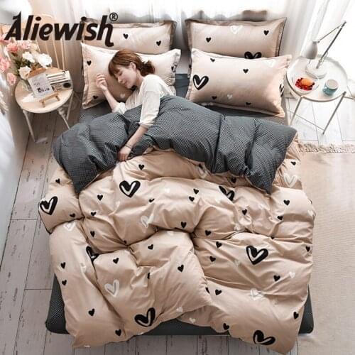 Modern Cartoon Printed Bedding Set King Size Plaid Stripe Duvet Cover Sets 240x220 Single Double Queen Quilts Covers Bedclothes