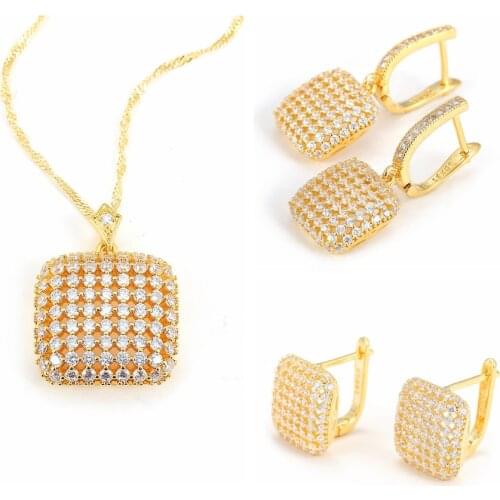1PC Sale Necklaces Earrings Jewelry Sets for Women Hollow Square Shape Simple Geometric Vintage Luxury Charms Jewellery Set