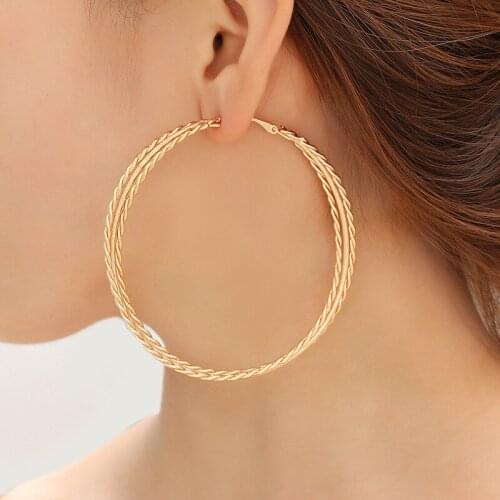BLIJERY Fashion 3 Layers Twisted Big Hoop Earrings for Women Punk Jewelry Statement Round Circle Earrings Boucles d'oreilles