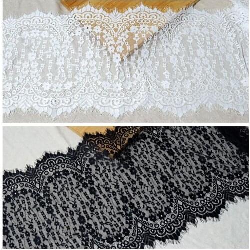Eyelashes Lace Trim Flower Black and White Lace Fabric Handmade Diy Clothes Accessories 34cm Wide