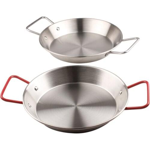 Seafood Rice Pot Stainless Steel Double Handle Pans Home Cooking Pot Frying Picnic Plates Snack Tray