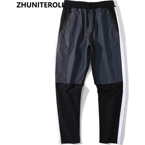 2021 Harajuku Men Hip Hop Teachwear Block Reflective Pants Fashion Casual Pants Joggers Track Trousers Elastic Tactical Clothing