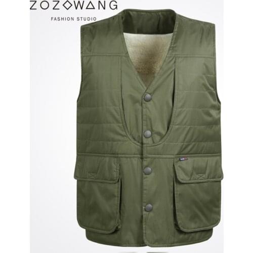 Zozowang new casual keep warm brushed winter V-Neck Single Breasted vest men plus size 3XL loose autumn winter waist coat men