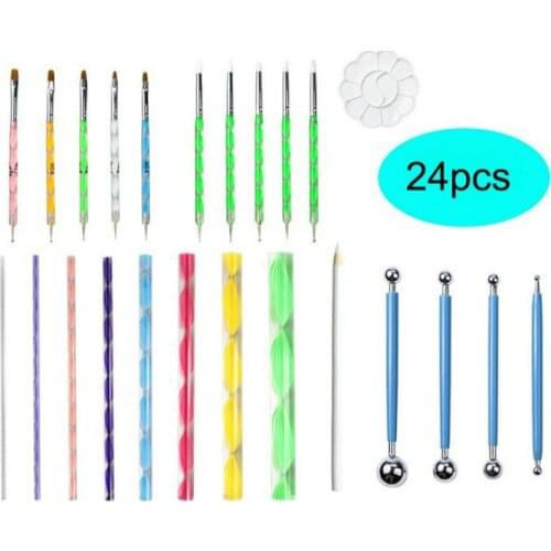 24 Pieces Set Mandala Tool Set Dispensing Tool Acrylic Ball Stick Mandala Art Painting Tool 24 Pieces Set Pottery Ceramics Tool