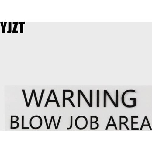 YJZT 14.3CM*4.1CM Warning Blow Job Area Vinyl Humorous Words Car Sticker Black/Silver 13D-0088