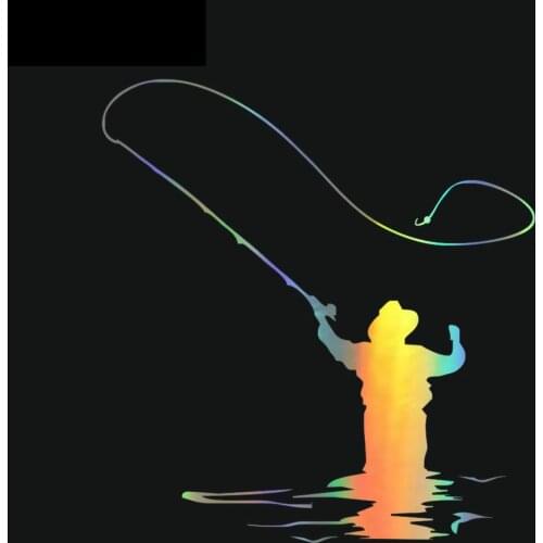 Creative Car Sticker Fly Fishing Sticker Car Decal Fun Fishing Accessories Motorcycle Car Window Decal PVC 13cm X 12cm