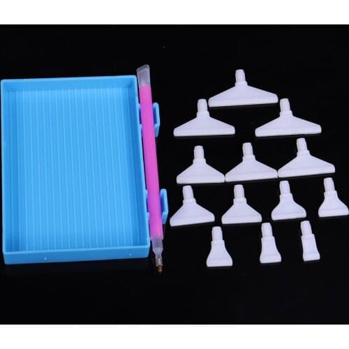 New 15pcs/Set Point Drill Pen Heads Kits Diamond Embroidery Accessories Tray Rhinestones Cross Stitch Cases Fast Tools Kit