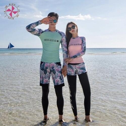 In The Wind 2021 New Fashion lovers wetsuit suit for men and women couple three piece costume quick dry surf diving swim suit