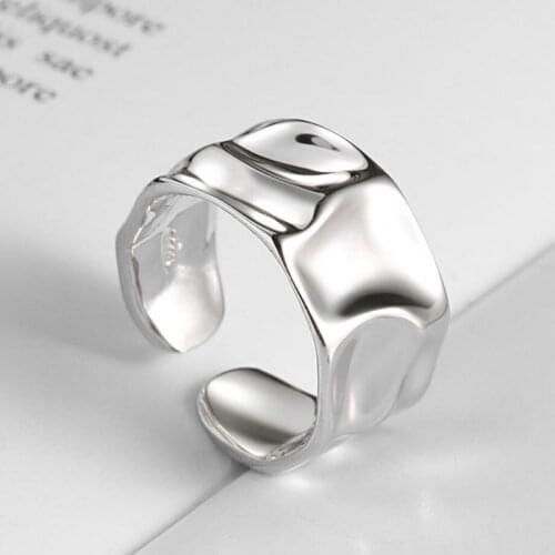 New 925 Sterling Silver Ring For Women Jewelry Trendy Irregular Geometric Width Rings Girl Anniversary Accessories Gifts KOFSAC