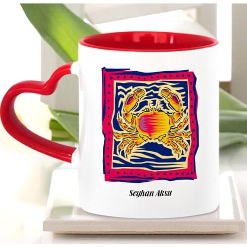 Personalized Custom Crab Sign Heart Mug Cup (Model 5)
