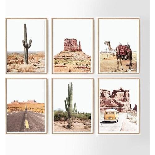 Landscape Canvas Poster Nordic Decoration Camel Wall Art Print Painting Cactus Decorative Picture Scandinavian Home Decor