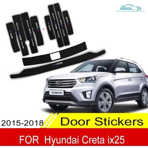 Car Door Sill Guard Cover Protector Stickers For Hyundai Creta ix25 2015-2018 Carbon Fiber Threshold Strip Front Rear Taildoor