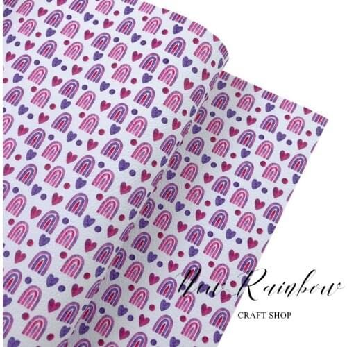New Rainbow 30x138cm/roll Watercolor Purple Rainbows Quality Faux Leatherette For Making Hair Bows, Accessories, Bags, Homedeco