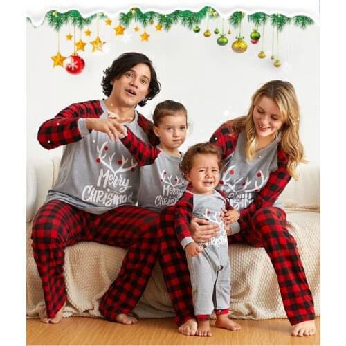 Christmas family pajamas set mother daughter father son romper sleepwear dad mom and me matching outfits mommy baby clothes look