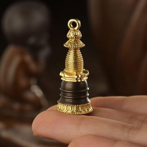 Tibetan Pure Copper Kadam Pagoda Necklace Bodhi Pendant Can Hold Ethnic Style