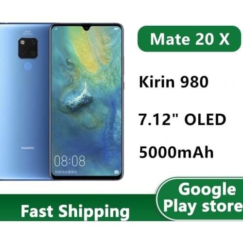 In Stock HuaWei Mate 20 X 4G LTE Mobile Phone 40.0MP 4 Cameras Android 9.0 7.2" OLED 2240x1080 22.5W Charger Kirin 980 OTA