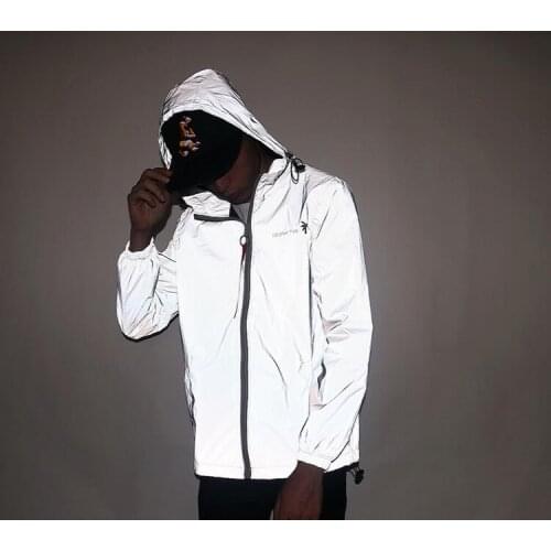 Spring jacket Reflective mens jacket Thin Night coat Hoodie