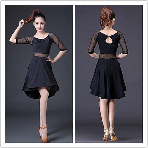 Latin Dance Skirt Woman Practice Dress 2020 Performance Latin Dance Skirt Red Black Woman Rumba Cha Cha Latin Dance Dresses