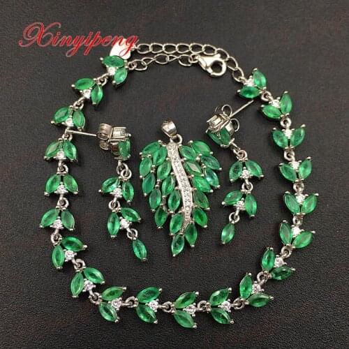 925 silver with 100% natural emerald suits female Fine jewelry, luxurious and beautiful