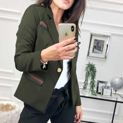 NORA TWIPS 2018 Women Blazers And Jackets Spring Autumn Fashion Single Button Plus Size Blazer Ladies Office Work Jacket Coat