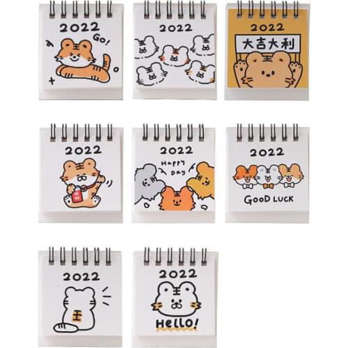 1PC 2022 Cute Tiger Creative Mini Desk Calendar Decoration Scheduler Table Agenda Organizer Stationery School Supplies
