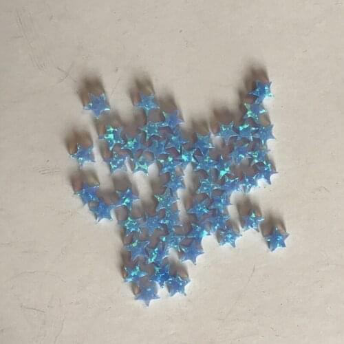 100PCS/Lot 6MM Tiny 5 Star Blue White Synthetic Opal 5 Star For DIY Jewelry