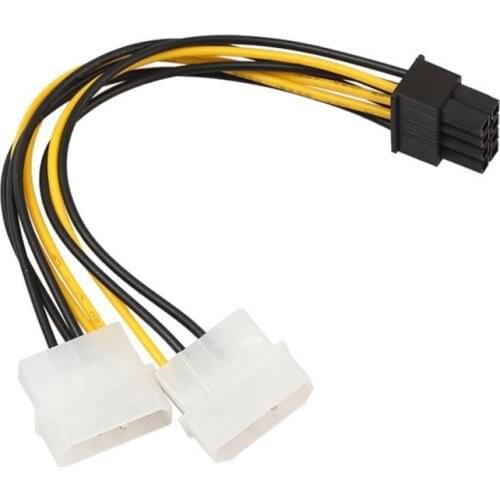 18cm 8 Pin(6+2) PCIE to Dual Molex Connector Graphics Card Power Cable Cord
