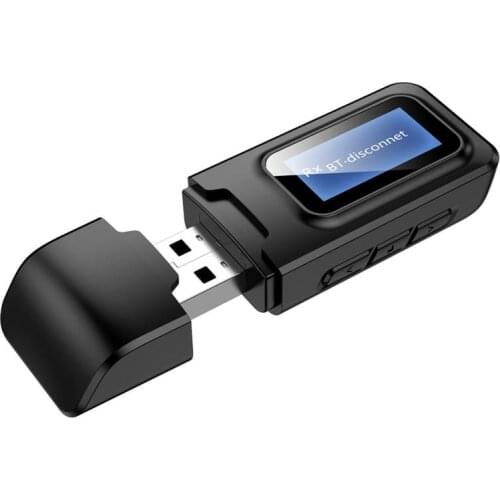 2 In 1 USB Bluetooth 5.0 Audio Transmitter Receiver Upgraded LCD Wireless Adapter For Headphone PC Computer HIFI Sound Quality