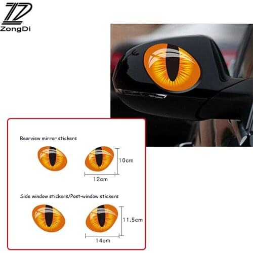 ZD 3D Cat Eye Rear View Mirror Rear Window Cat Stickers for Ford Focus 2 3 VW Passat B6 B5 B7 Toyota Avensis Skoda Rapid Fabia