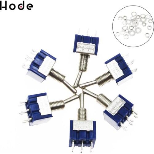 6PCS ON-OFF-ON /ON-ON 6 Pin 3 Position Mini Latching Toggle Switch AC 125V 6A