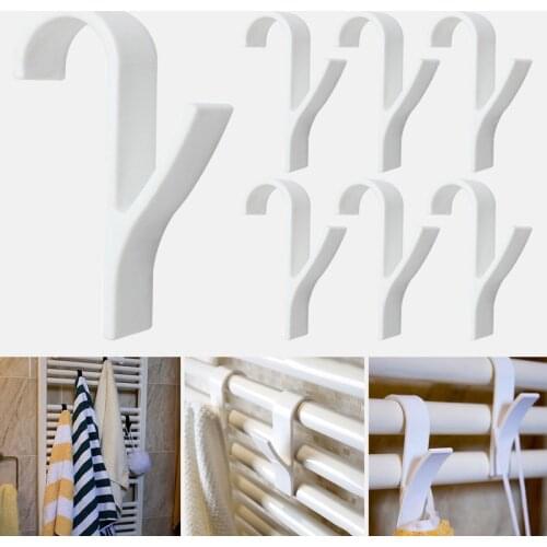 6pcs High Quality Hanger For Heated Towel Radiator Rail Clothes Hanger Bath Hook Holder Percha Plegable Scarf Hanger White