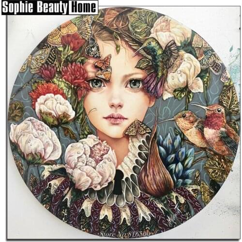 5D DIY Diamond Painting Girl Bird Butterfly Full Drill Mosaic Rhinestone Cross Stitch Kits Handmade Embroider Crafts 062807